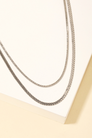 Metallic Box And Snake Chain Layered Necklace