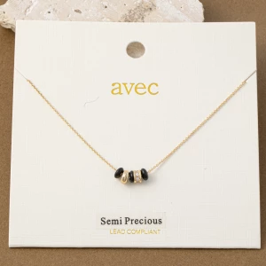Semi Precious Stone Rondelle Bead Necklace