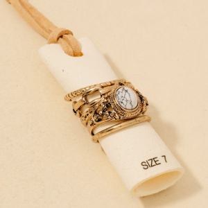 5Pc Stone Set Western Band Rings Set