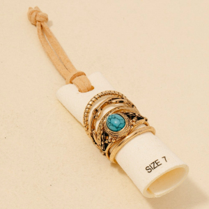 5Pc Stone Set Western Band Rings Set