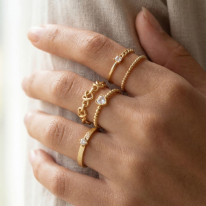 Assorted Heart Cz Ring Set