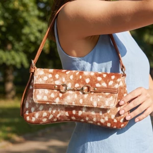 Fawn Spotted Horsebit Flap Shoulder Bag