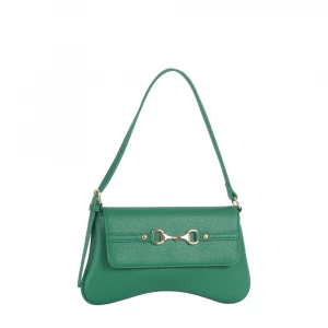 Horsebit Curved Baguette Shoulder Bag