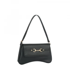 Horsebit Curved Baguette Shoulder Bag