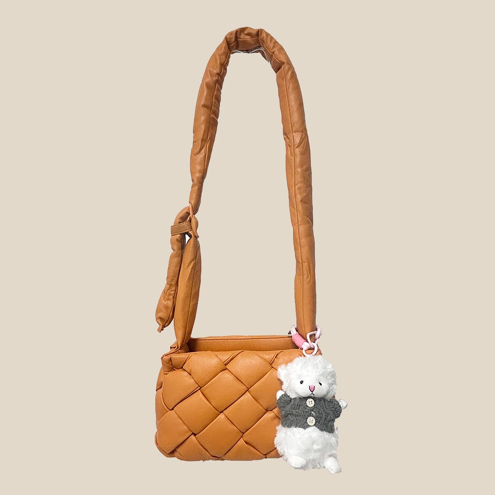 Bag Charm Puffy Woven Crossbody Bag