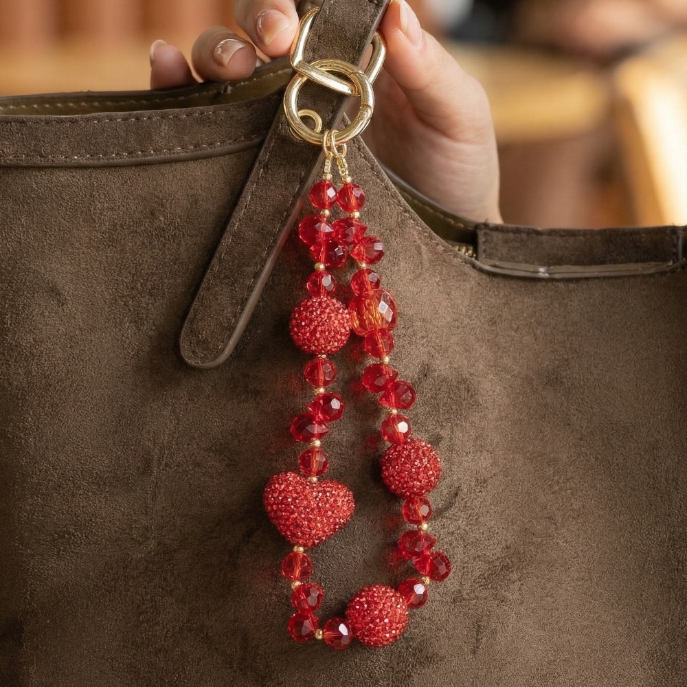 Pave Crystal Hearts Bag Charm