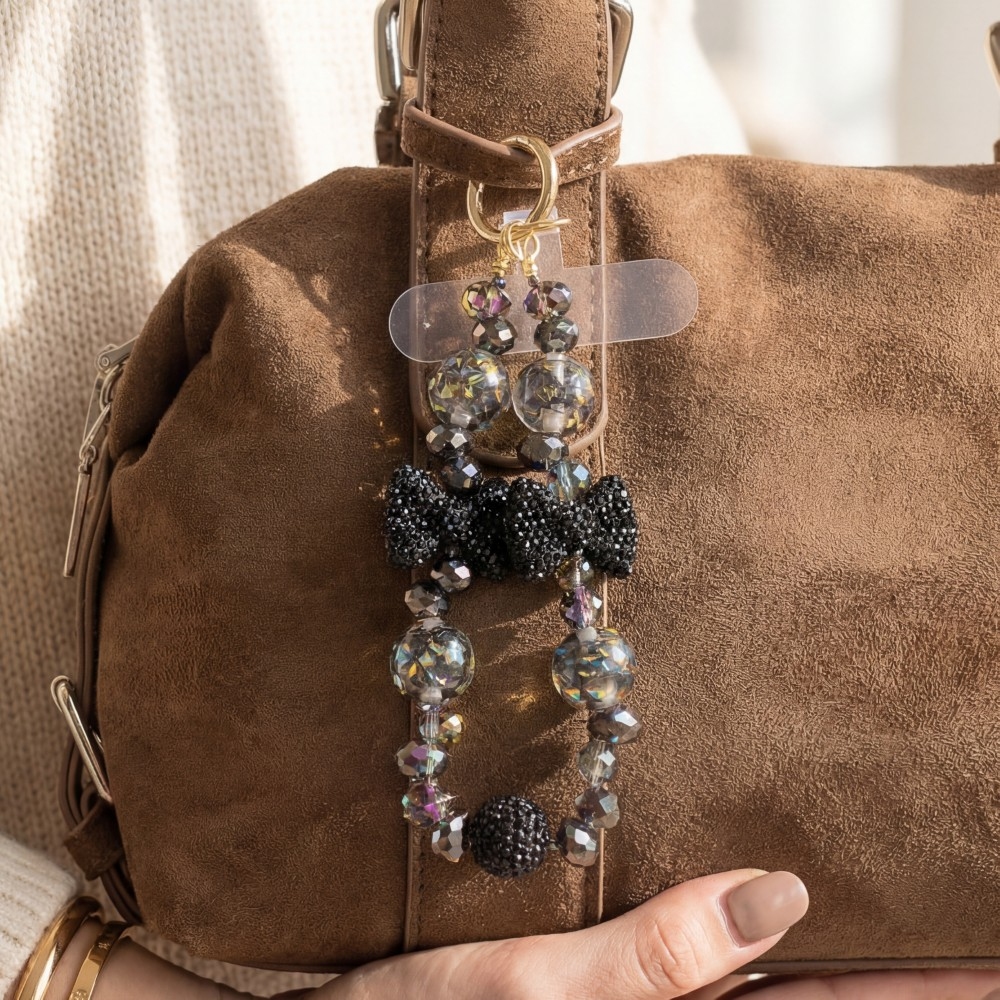 Multi Beaded Ribbon Bow Bag Charm