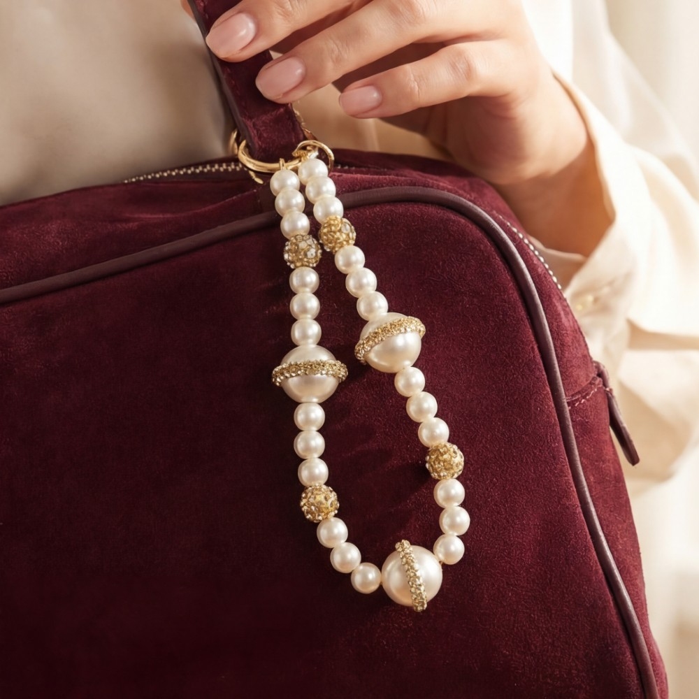 Multi Pearl Beads Bag Charm