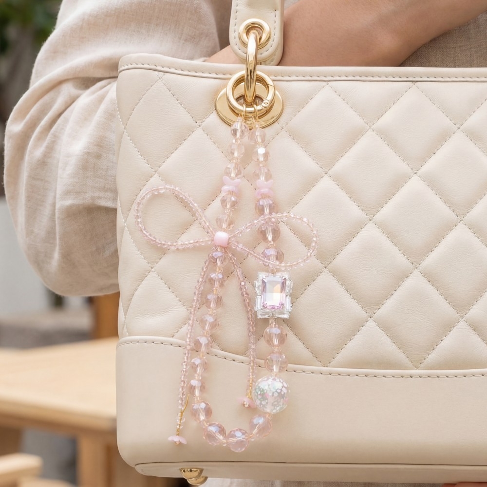 Assorted Crystal Beaded Ribbon Bow Bag Charm