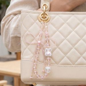 Assorted Crystal Beaded Ribbon Bow Bag Charm