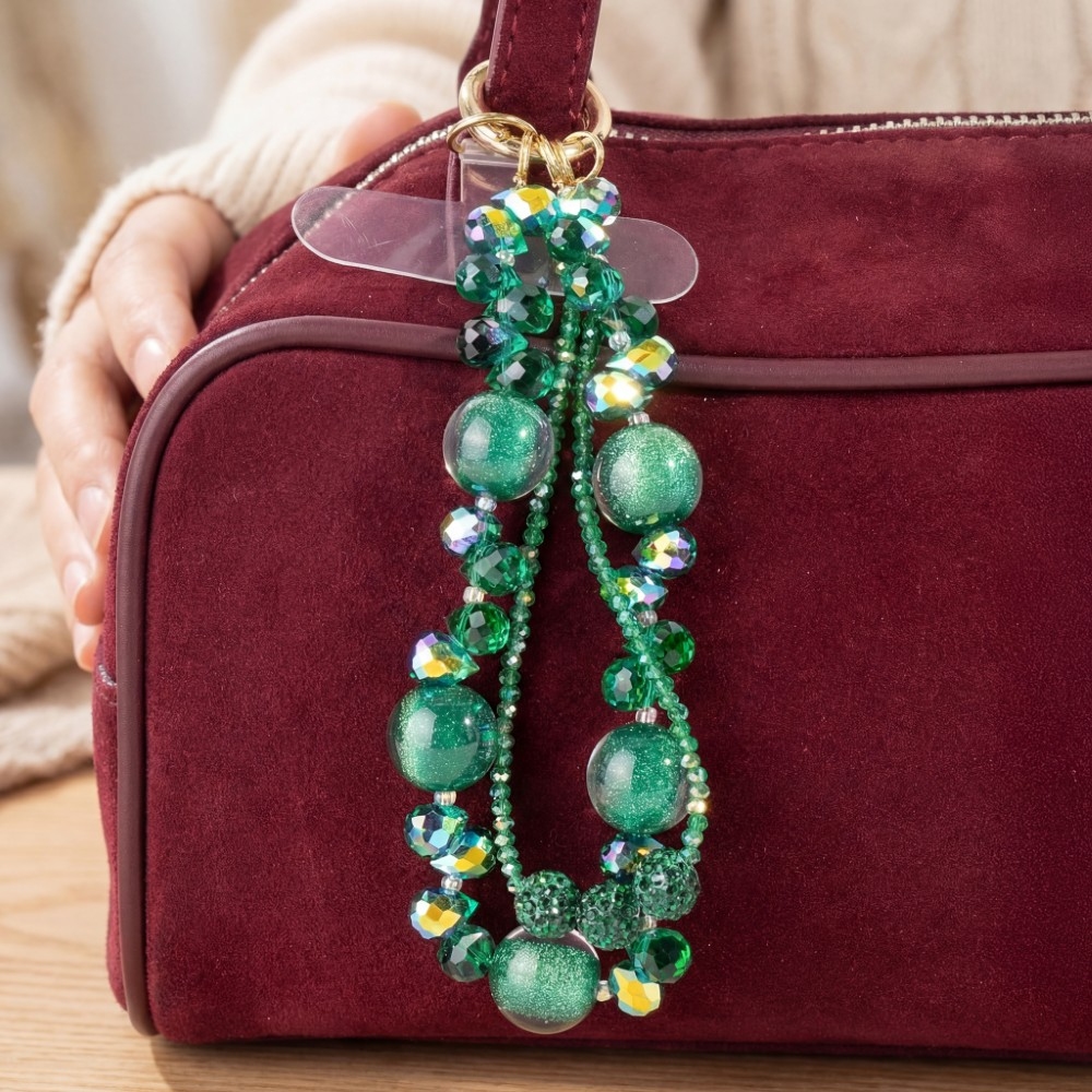 Assorted Green Beads Bag Charm