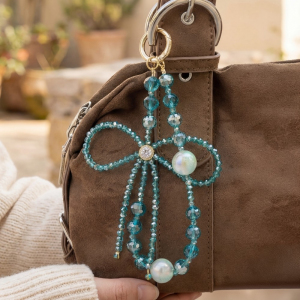 Multi Beaded Ribbon Bow Bag Charm
