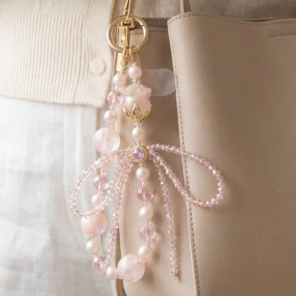 Assorted Rose Ribbon Bow Bag Charm