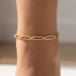 Elongated Paperclip Link Chain Anklet