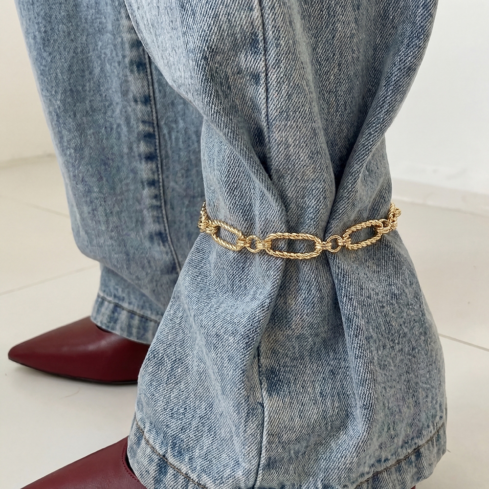 Stainless Steel Twisted Oval Chain Anklet