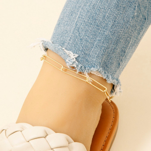 Stainless Steel Long Thin Oval Chain Anklet
