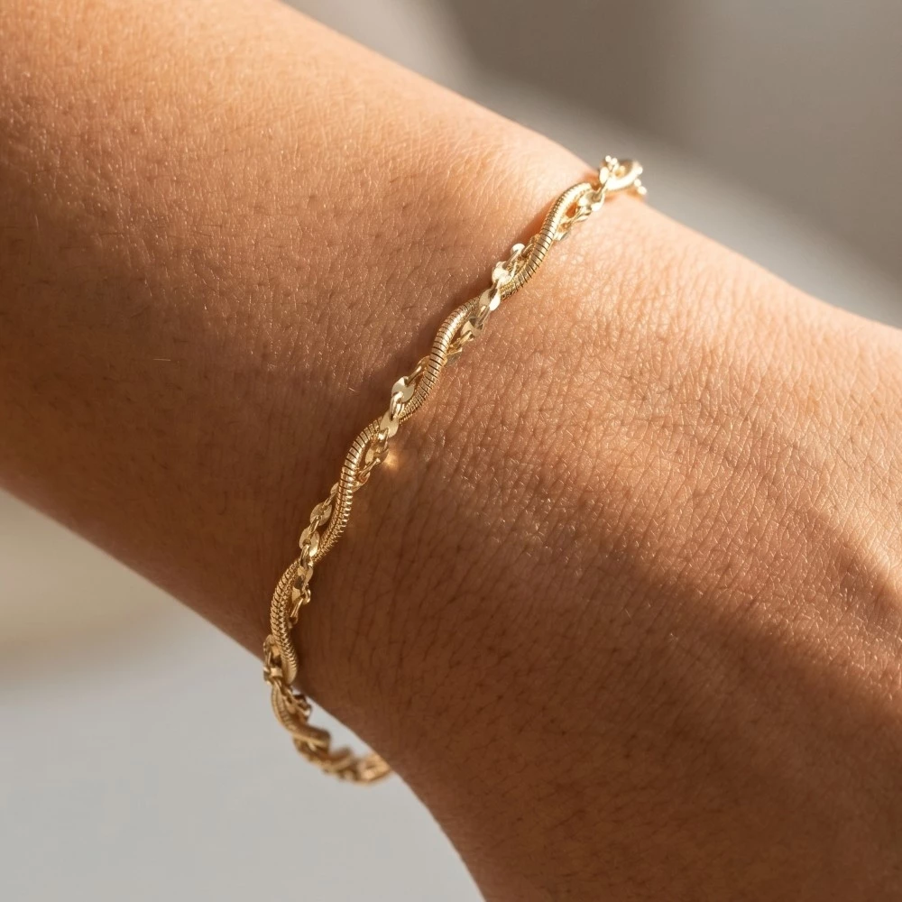 Double Chain Twist Chain Bracelet