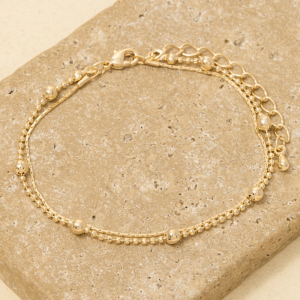 Double Row Ball Bead And Chain Bracelet