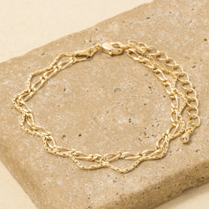 Two Row Wavy Chain Link Bracelet