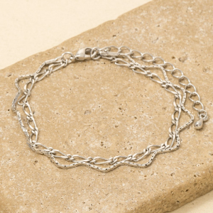 Two Row Wavy Chain Link Bracelet