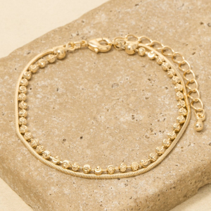 Snake Chain Metal Beads Layered Bracelet