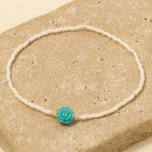 Rose Flower And Mini Seed Beads Dainty Bracelet