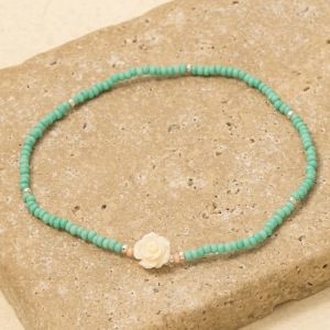 Rose Flower And Mini Seed Beads Dainty Bracelet