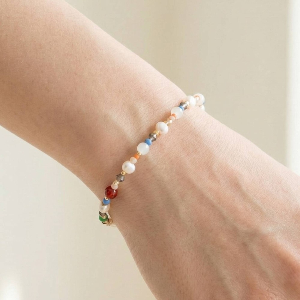 Assorted Pearl And Faceted Beaded Dainty Bracelet