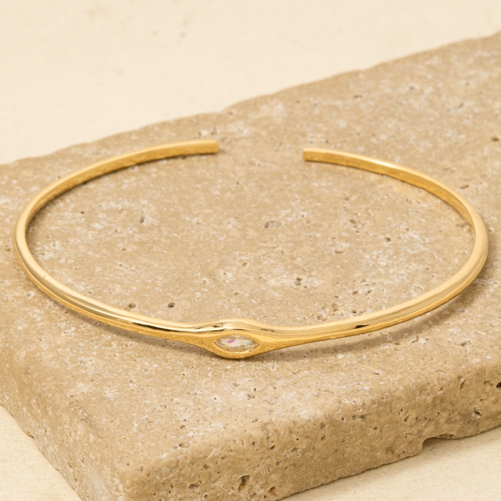 Minimalist Gold Dipped Cz Cuff Bracelet