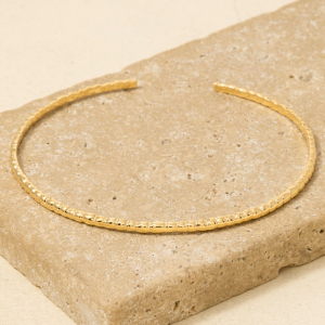 Minimalist Gold Dipped Bead Texture Cuff Bracelet