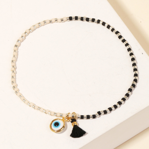Dainty Mini Tassel Evil Eye Bracelet
