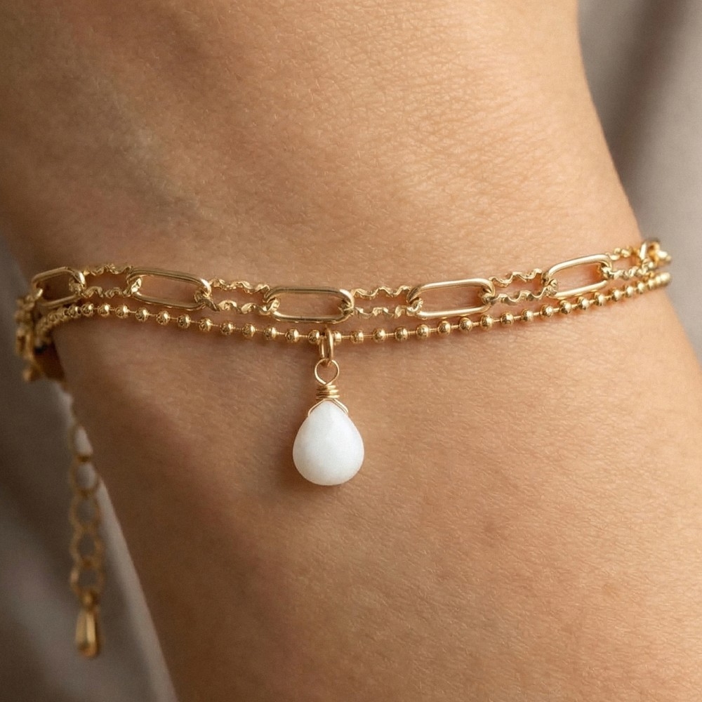 Double Chain Stone Bracelet