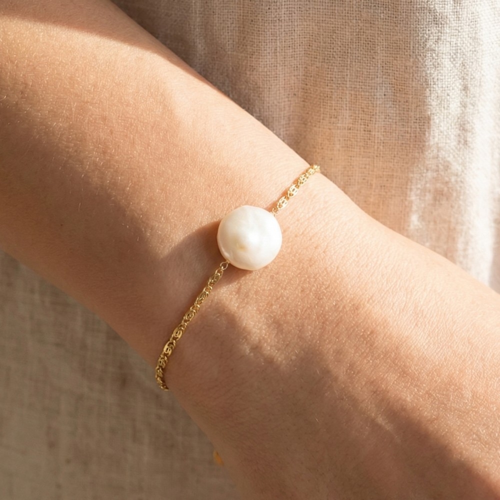Dainty Chain Pearl Bracelet