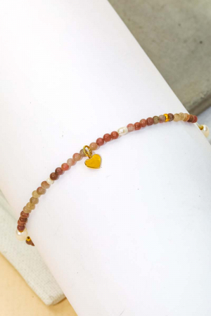 Dainty Semi Precious Stone Bead Heart Bracelet