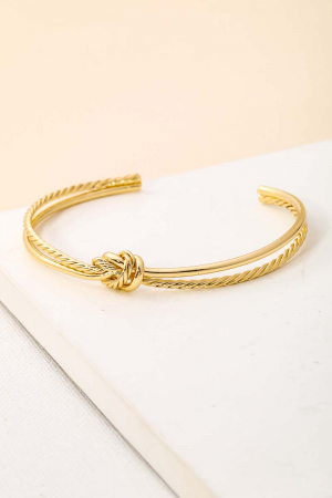 Wire Smooth Rope Knot Open Cuff Bracelet
