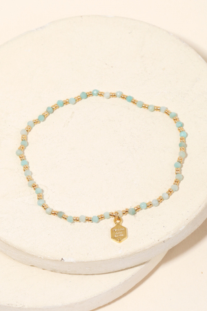 Dainty Bead Hexagon Charm Bracelet