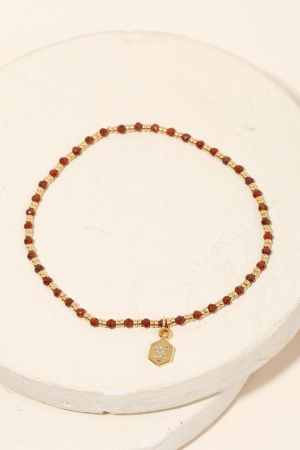 Dainty Bead Hexagon Charm Bracelet