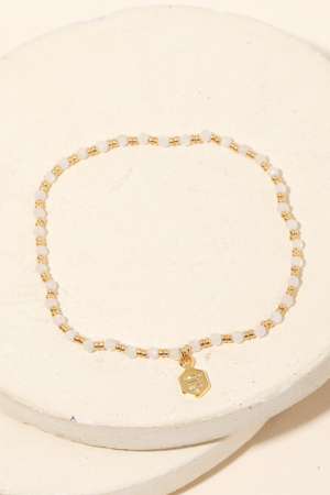 Dainty Bead Hexagon Charm Bracelet