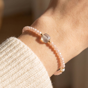 Crystal And Pearl Bead Station Bracelet