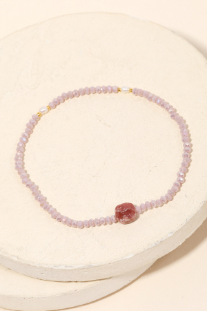 Beaded Square Crystal Charm Bracelet