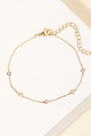 Dainty Chain Rhinestone Charm Bracelet