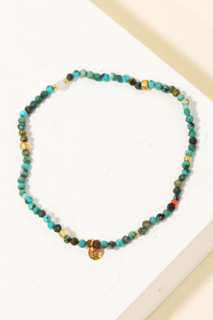 Stone Beaded Mini Coin Bracelet