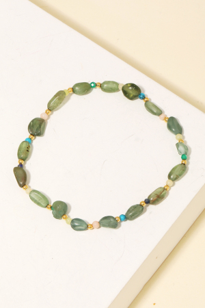 Assorted Stone Bead Stretch Bracelet