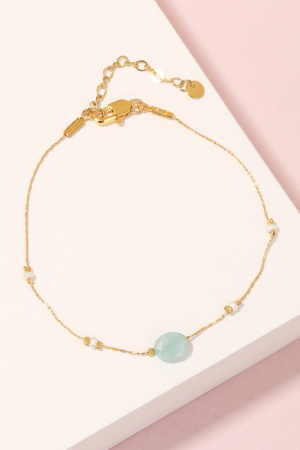 Dainty Chain Stone Charm Bracelet