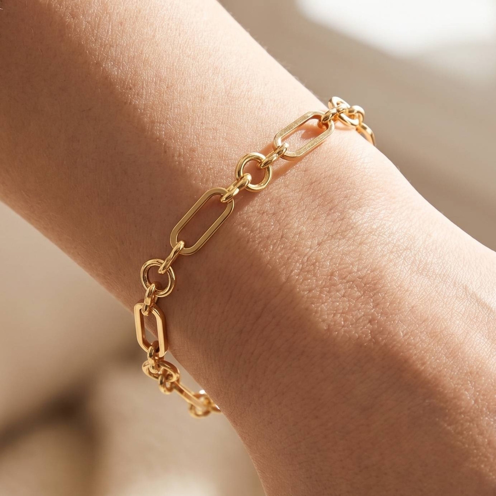 Alternating Paperclip Oval Link Chain Bracelet