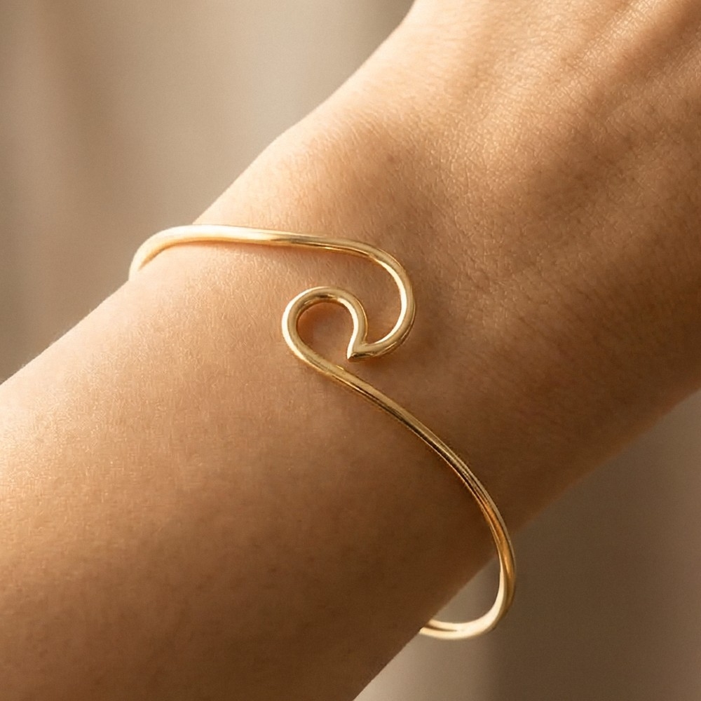 Thin Wave Cuff Bracelet