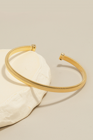 Solid Coiled Metallic Cuff Bracelet