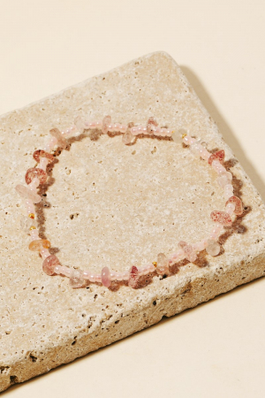 Glass And Pebble Stone Beads Elastic Bracelet