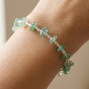 Glass And Pebble Stone Beads Elastic Bracelet