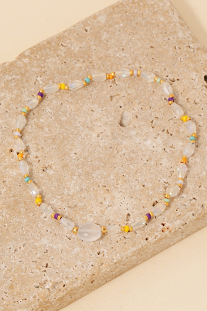 Mixed Faceted Glass Beaded Bracelet